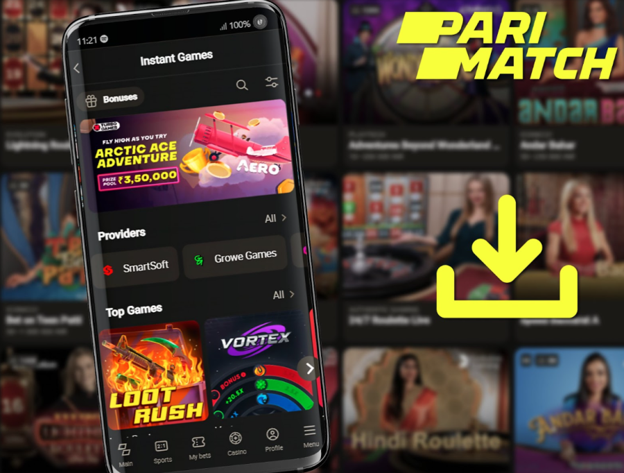 Parimatch - Sportler mit Neon-Rahmen