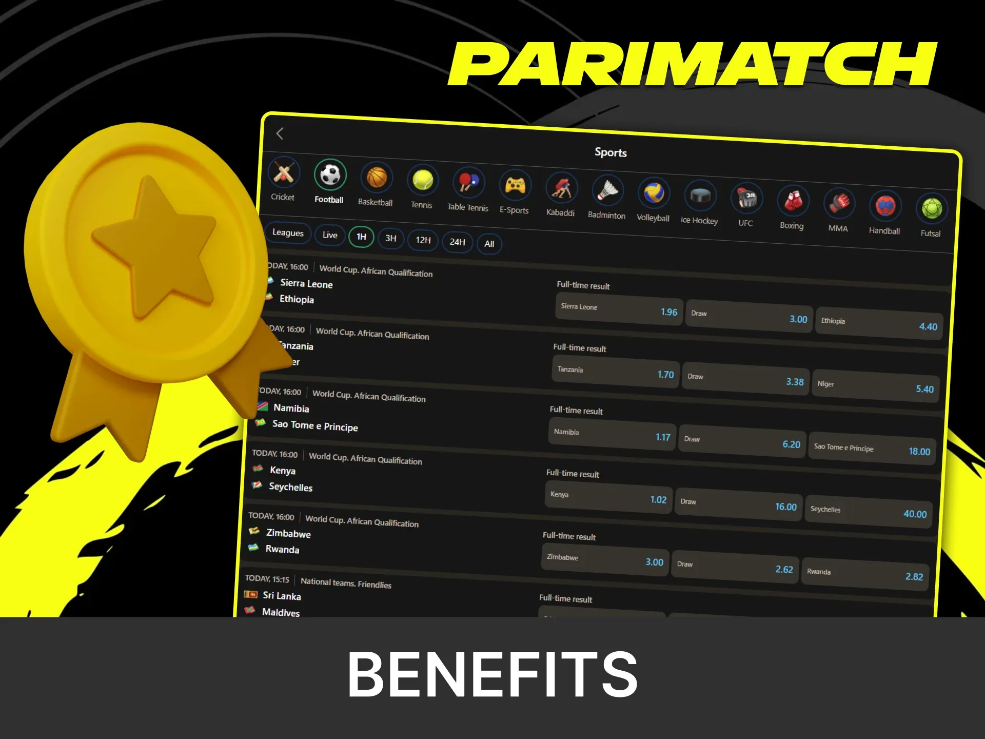 Parimatch - Sportler mit Neon-Rahmen