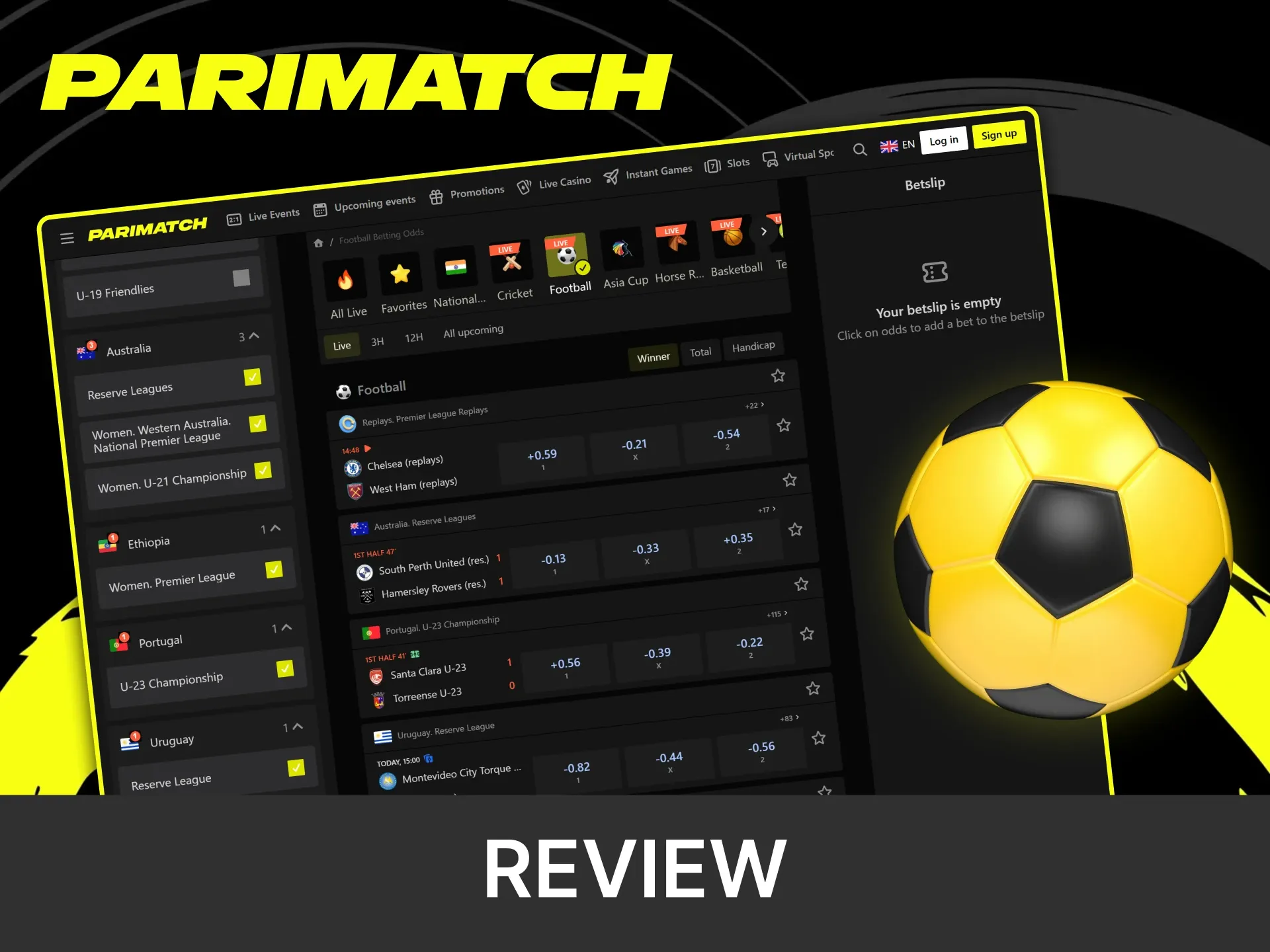 Parimatch - Sportler mit Neon-Rahmen