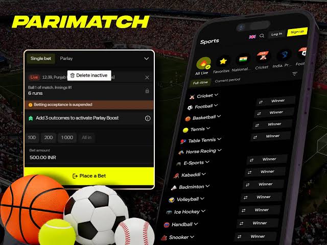 Parimatch - Sportler mit Neon-Rahmen