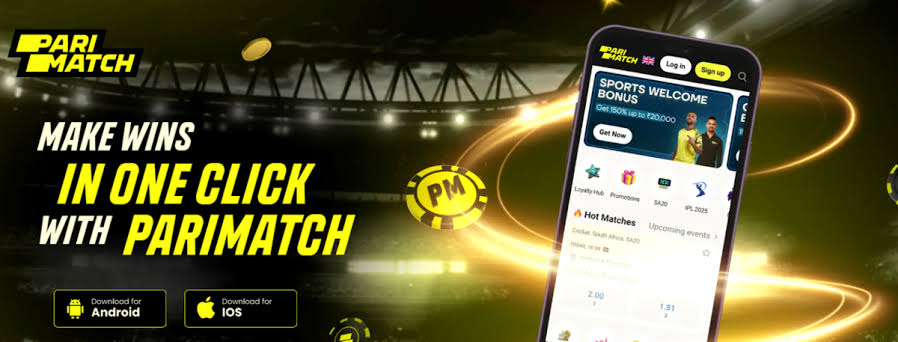 Parimatch - Sportler mit Neon-Rahmen